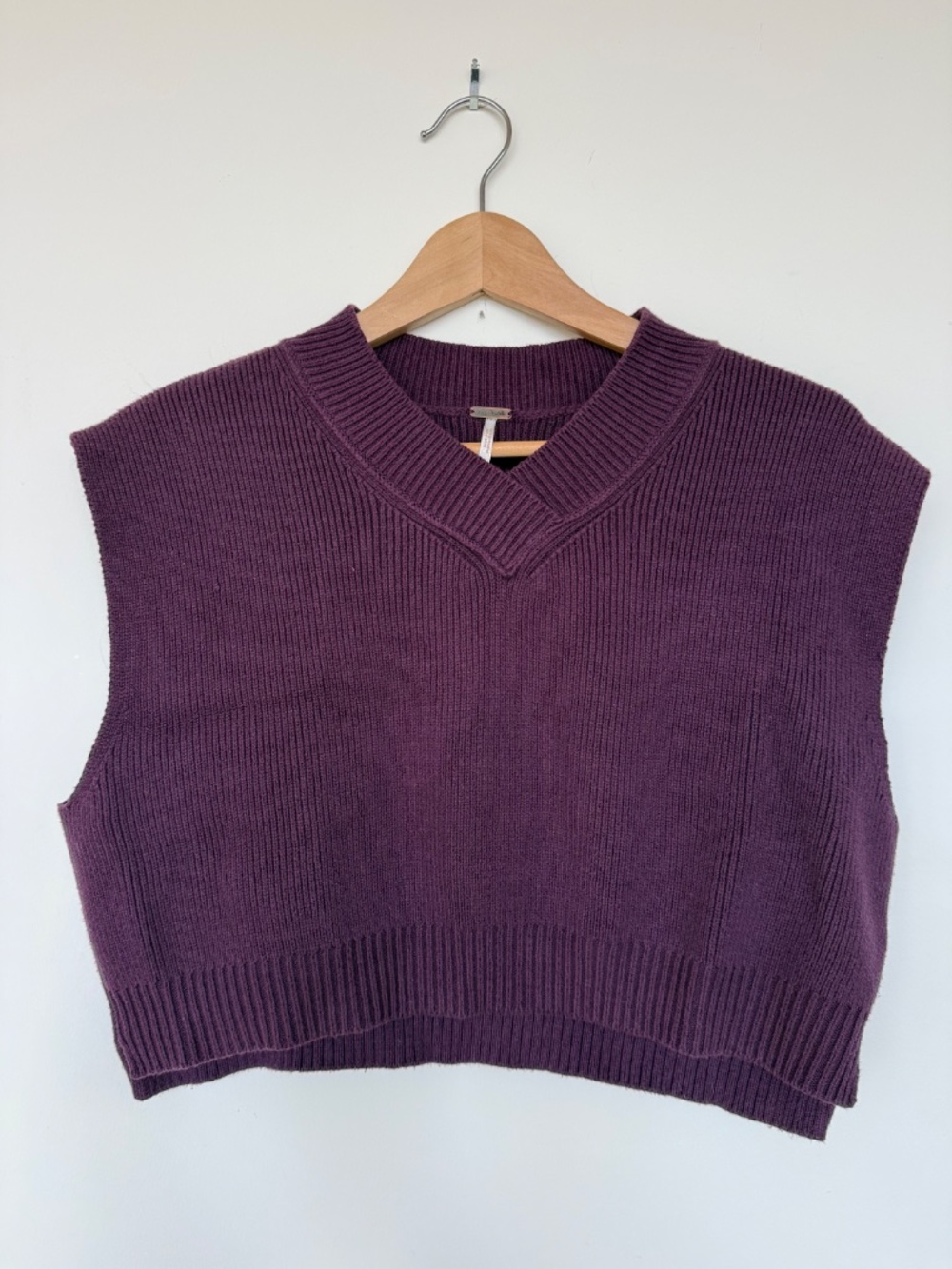 Free People Plum V-Neck Knit Sweater Vest